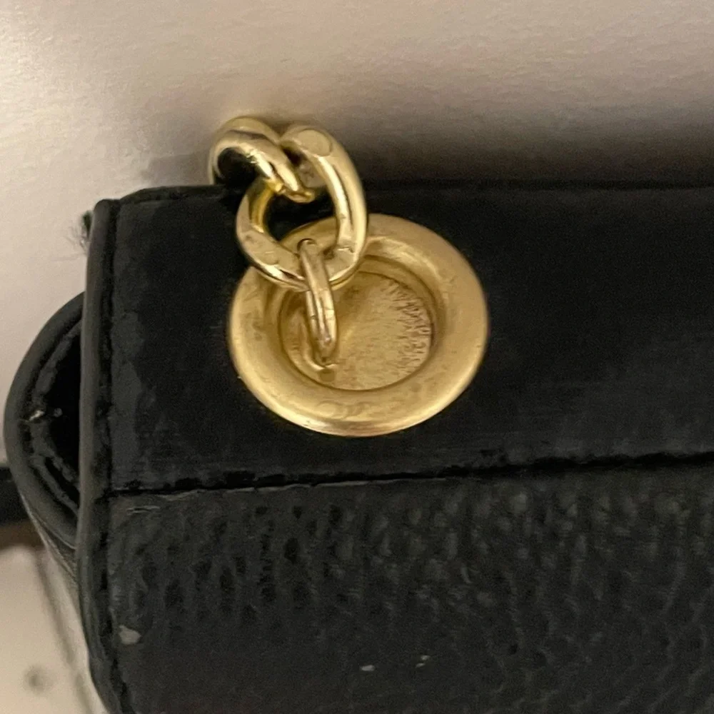 Steve Madden Black Faux Leather Shoulder Bag with Gold Accents - Picture 6 of 11